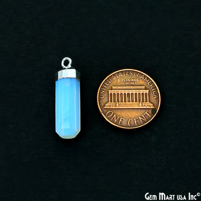 Single Point 25x7mm Silver Electroplated Gemstone Connector