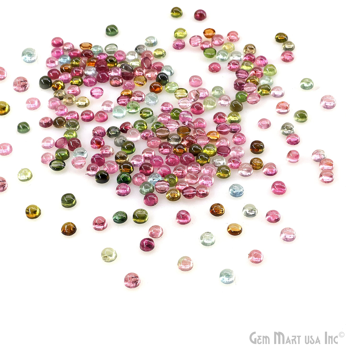 Multi Tourmaline Wholesale Gemstones, 100% Natural Semi-Precious Gems, Multi Color Cabochons Loose Gems, 4mm, Round, 5 Carats