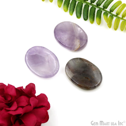 Amethyst Oval Worry Stone - Natural Hand-Carved Thumb Gemstone