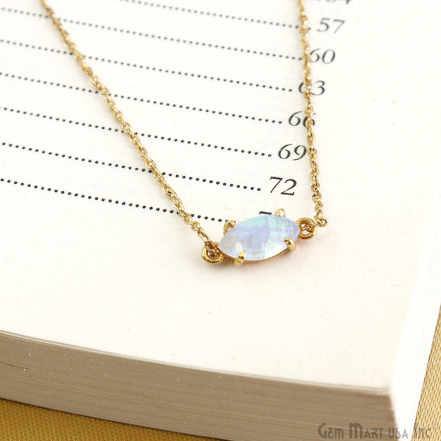 Flashy Moonstone 5x10mm Cabochon Marquise Prong Gold Setting Double Bail Gemstone Connector
