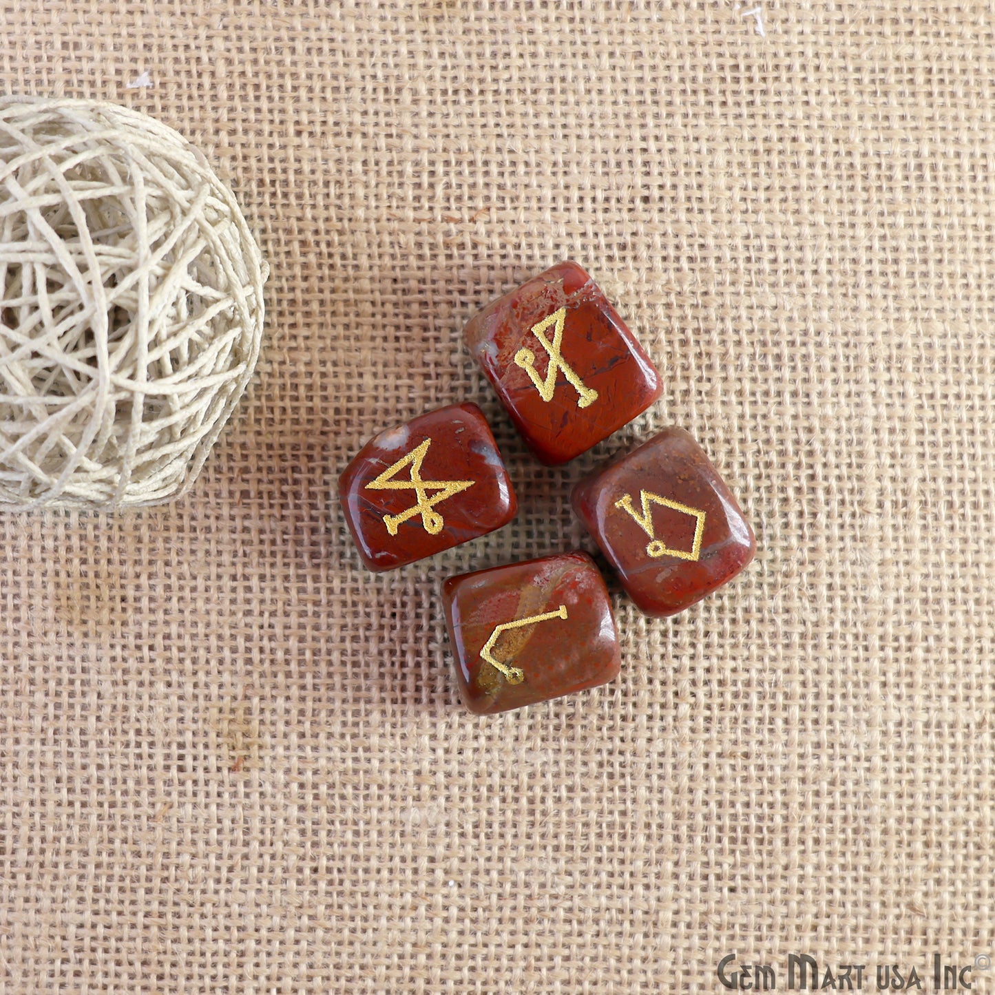 Red Jasper Reiki Symbol Engraved Gemstones, 20x25mm Healing Gemstones, Set Of 4 Reiki Tumble Stones