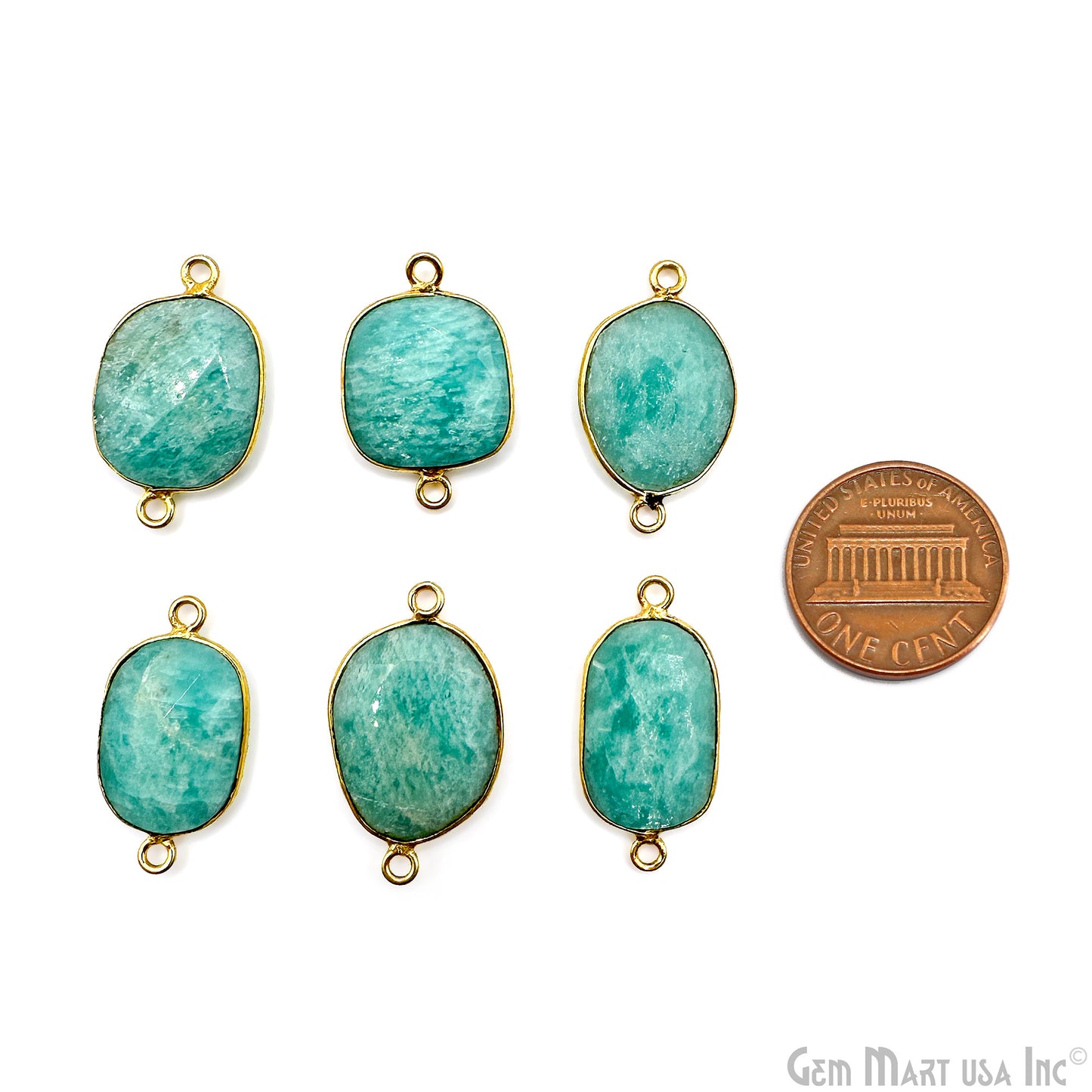 Amazonite Free Form Gold Plated Bezel Gemstone Connector 13x18mm