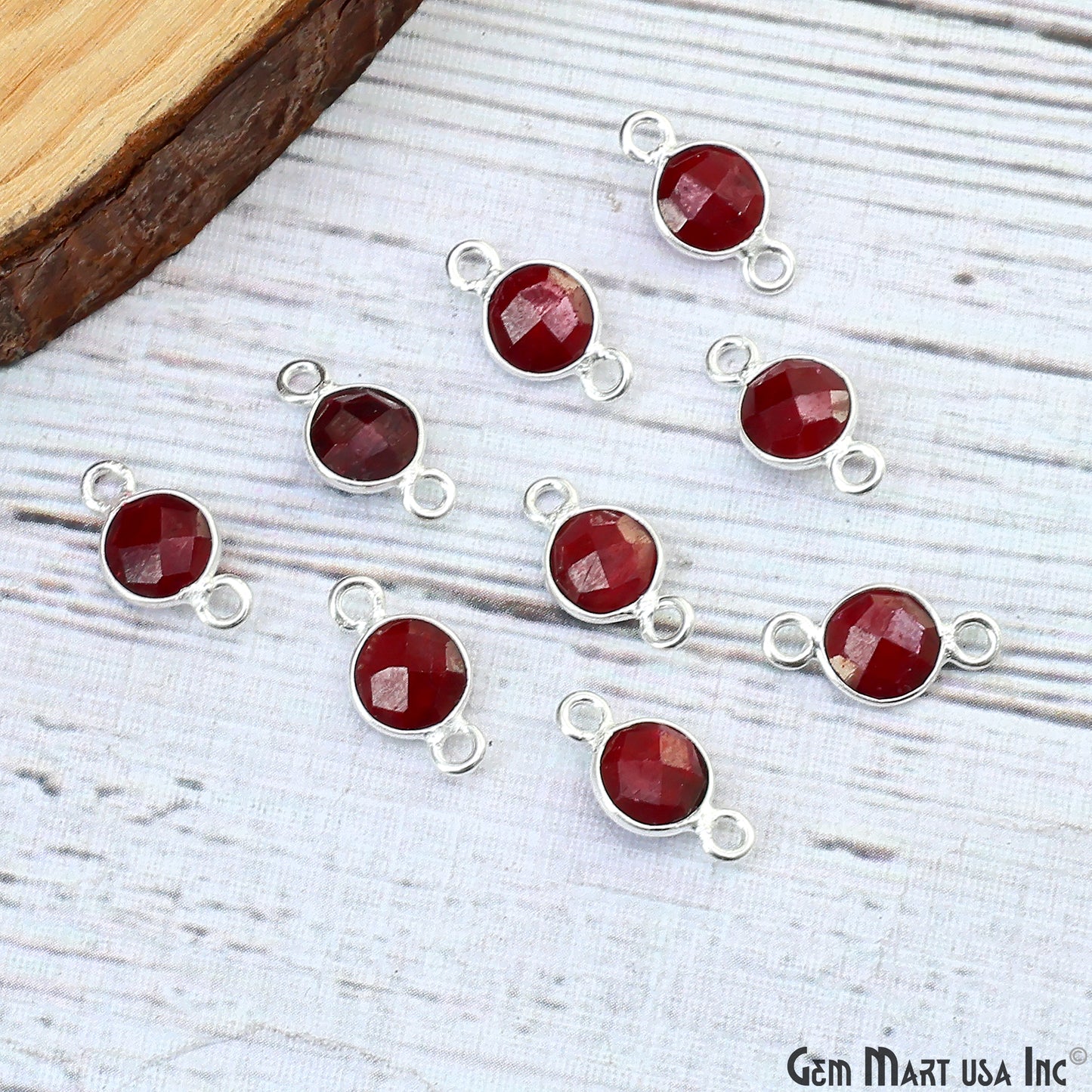 Round 6mm Double Bail Silver Gemstone Bezel Connector