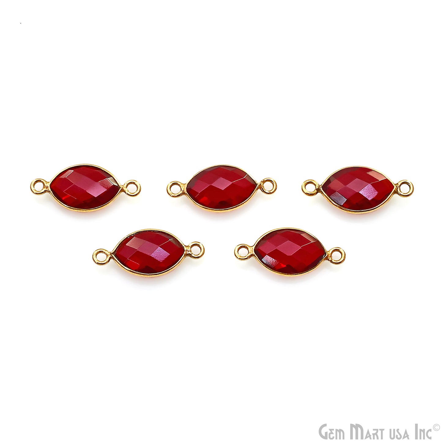 Garnet Marquise 8x12mm Double Bail Gold Bezel Connector