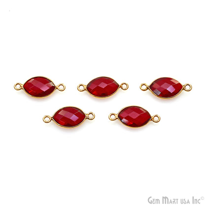 Garnet Marquise 8x12mm Double Bail Gold Bezel Connector