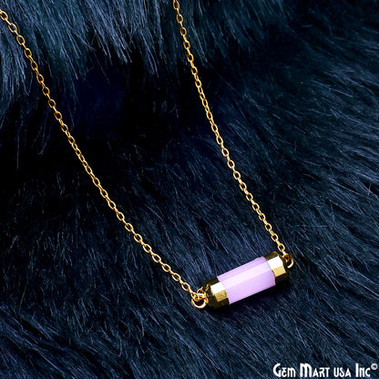 Double Point 33x8mm Gold Electroplated Gemstone Pendant Connector