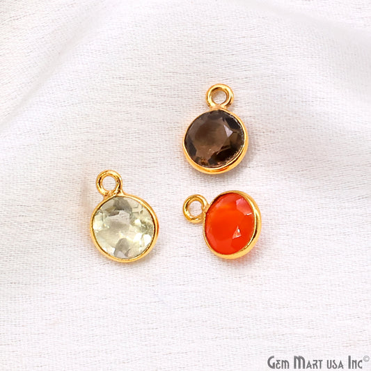 Round 7mm Brilliant Cut Gold Plated Bezel Single Bail Gemstone Connector