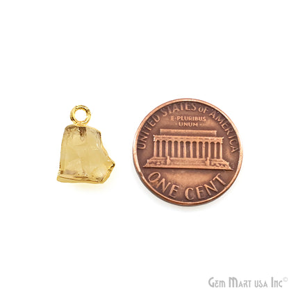 Organic Rough Gold Electroplated 13x7mm Single Bail Gemstone Charm Crystal Pendant