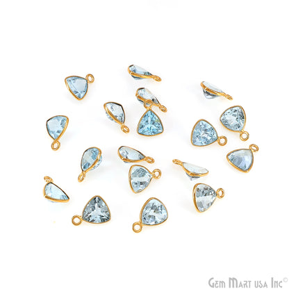 Trillion 8mm Brilliant Cut Gold Plated Bezel Single Bail Gemstone Connector
