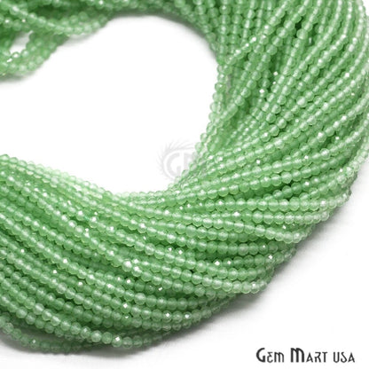 Green Chalcedony Rondelle Beads, 12-13 Inch Gemstone Strands, Drilled Strung Nugget Beads, Faceted Round, 2-2.5mm