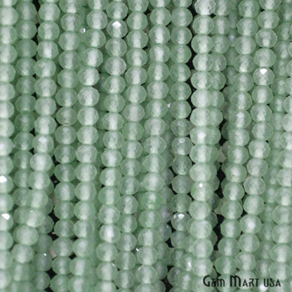 Green Chalcedony Rondelle Beads, 12-13 Inch Gemstone Strands, Drilled Strung Nugget Beads, Faceted Round, 2-2.5mm