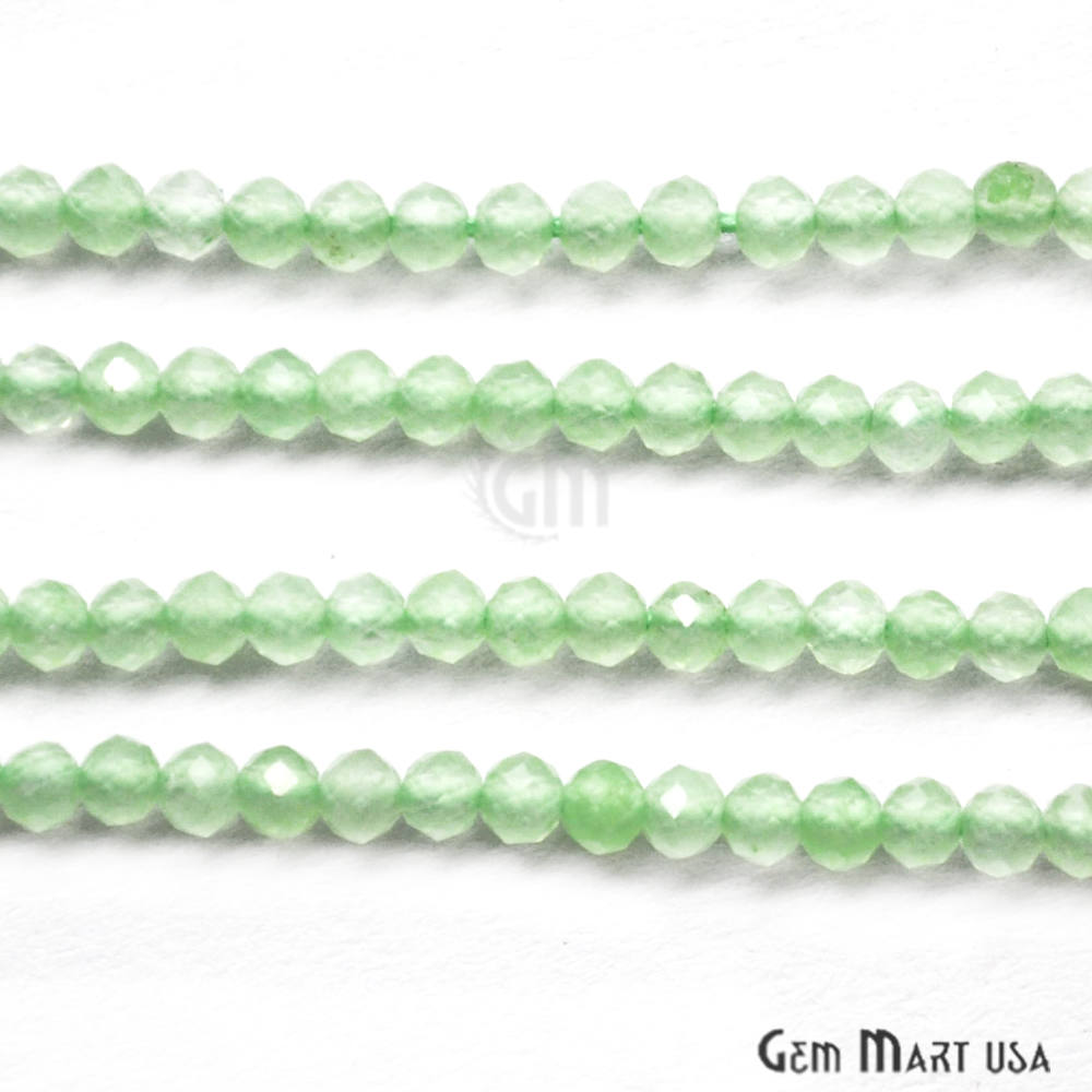 Green Chalcedony Rondelle Beads, 12-13 Inch Gemstone Strands, Drilled Strung Nugget Beads, Faceted Round, 2-2.5mm