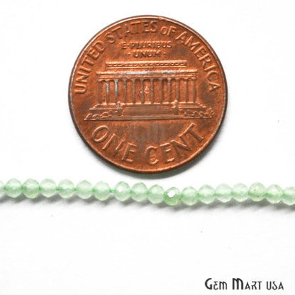 Green Chalcedony Rondelle Beads, 12-13 Inch Gemstone Strands, Drilled Strung Nugget Beads, Faceted Round, 2-2.5mm