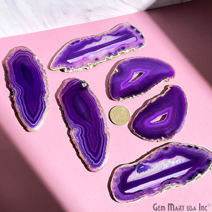 Natural Agate Slices, Natural Geode Slice Necklace Charm, Boho Crystal Agate Slice, 2.5-4 Inch Long Slices