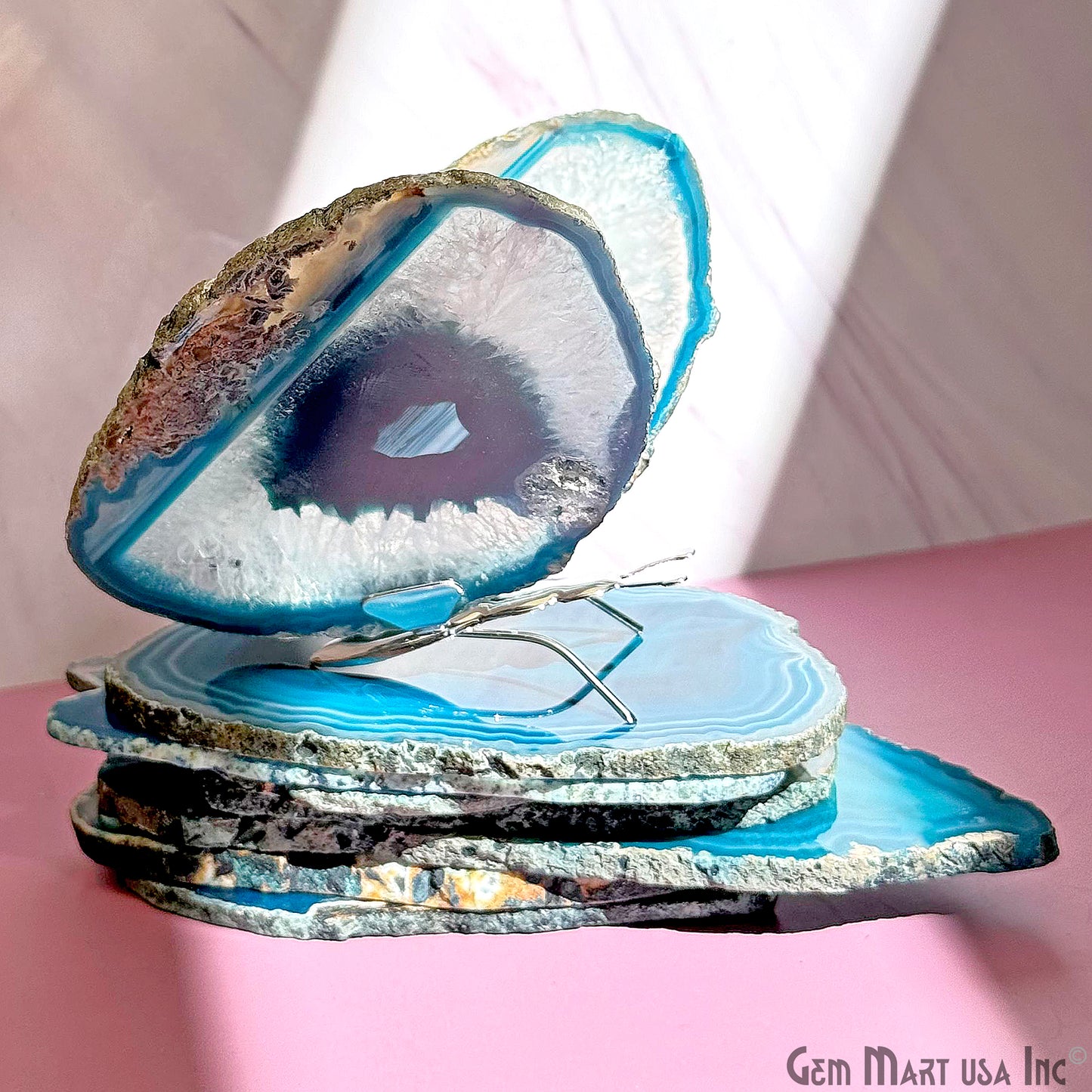 Natural Agate Slices, Natural Geode Slice Necklace Charm, Boho Crystal Agate Slice, 2.5-4 Inch Long Slices