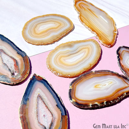 Natural Agate Slices, Natural Geode Slice Necklace Charm, Boho Crystal Agate Slice, 2.5-4 Inch Long Slices
