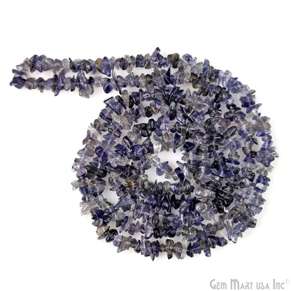 Iolite Chip Beads, 34 Inch, Natural Chip Strands, Drilled Strung Nugget Beads, 3-7mm, Polished, GemMartUSA (CHIO-70001)