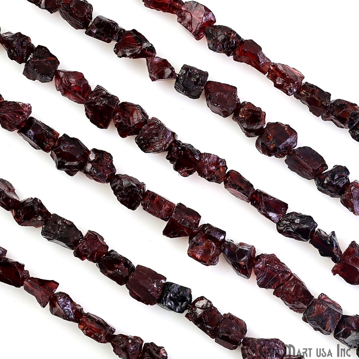 Garnet Rough Beads, 9 Inch Gemstone Strands, Drilled Strung Briolette Beads, Free Form, 7x5mm