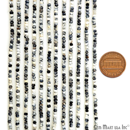 Dendrite Opal Rondelle Beads, 12.5 Inch Gemstone Strands, Drilled Strung Nugget Beads, Faceted Round, 3-4mm