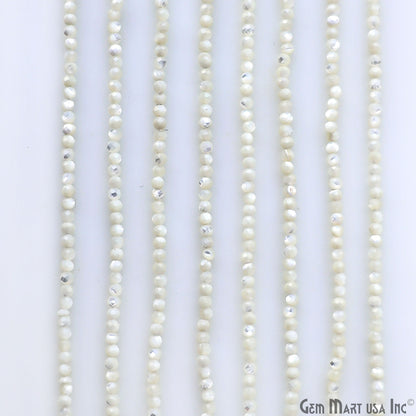 Mother of Freshwater Pearl Rondelle Beads, 12-13 Inch Gemstone Strands, Drilled Strung Nugget Beads, Faceted Round, 2-2.5mm