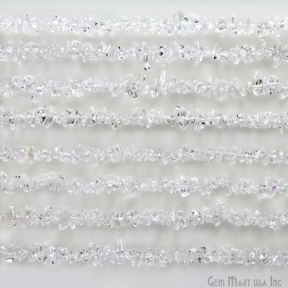 Crystal Chip Beads, 34 Inch, Natural Chip Strands, Drilled Strung Nugget Beads, 7-10mm, Polished, GemmartUSA (CHCY-70001)