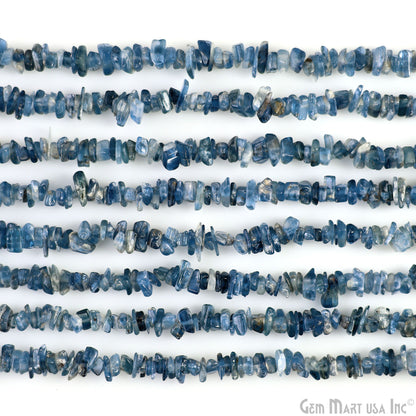 Kyanite Chip Beads, 34 Inch, Natural Chip Strands, Drilled Strung Nugget Beads, 3-7mm, Polished, GemMartUSA (CHKY-70001)