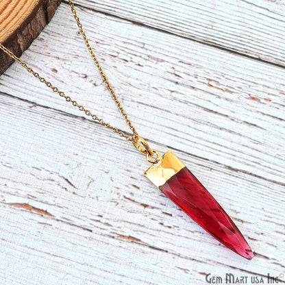 Gemstone 47x10mm Triangle Shape Gold Plated Single Bail Pendant Connector
