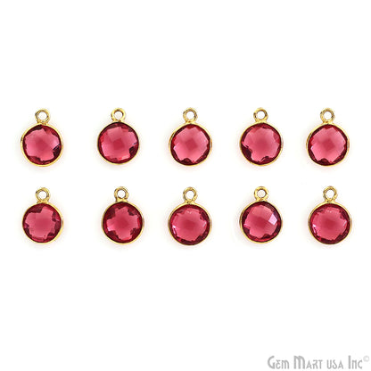 Round 8mm Single Bail Gold Plated Bezel Gemstone Connectors