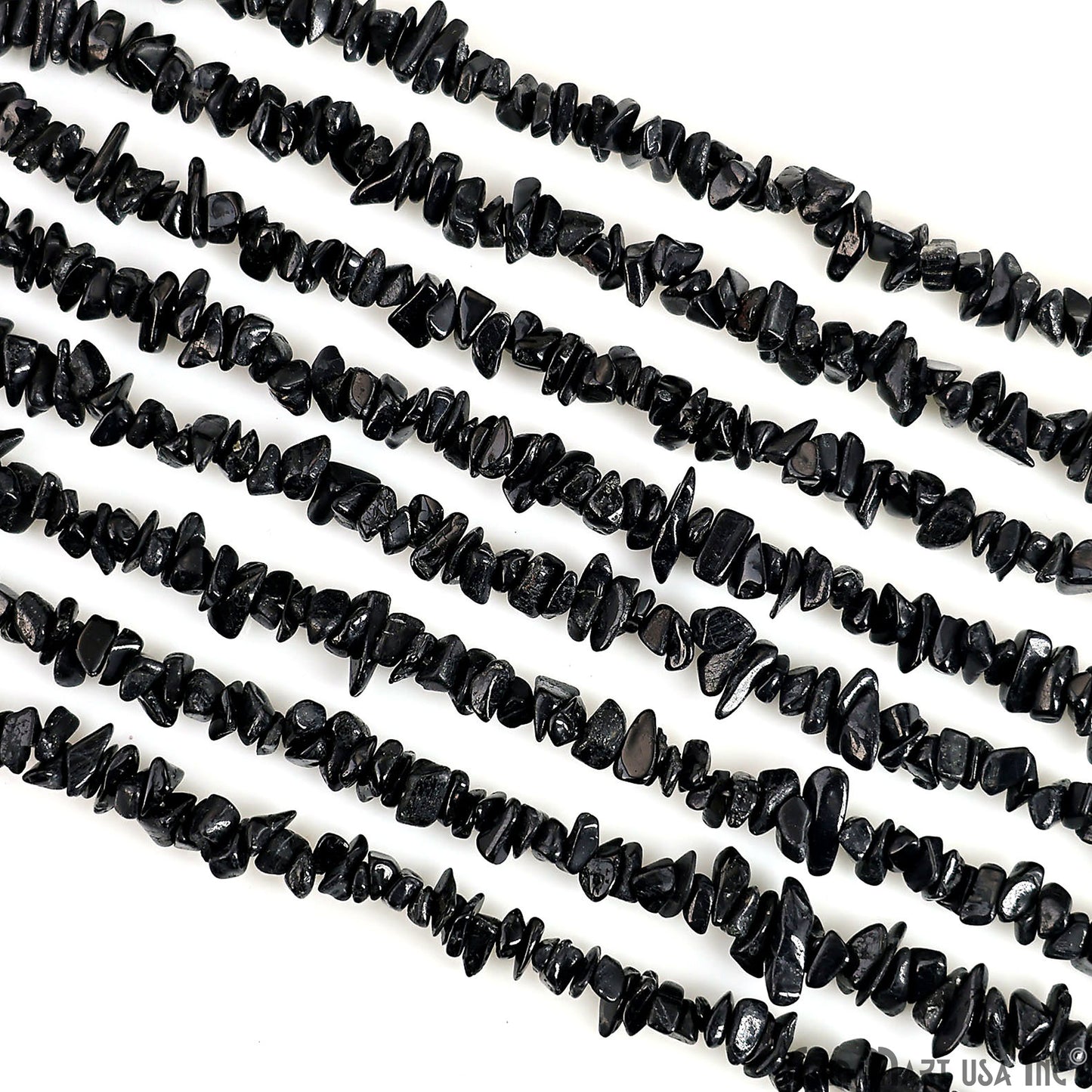 Black Spinel Chip Beads, 34 Inch, Natural Chip Strands, Drilled Strung Nugget Beads, 3-7mm, Polished, GemMartUSA (CHSB-70001)