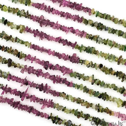 Multi Tourmaline Chip Beads, 34 Inch, Natural Chip Strands, Drilled Strung Nugget Beads, 3-7mm, Polished, GemMartUSA (CHMT-70001)