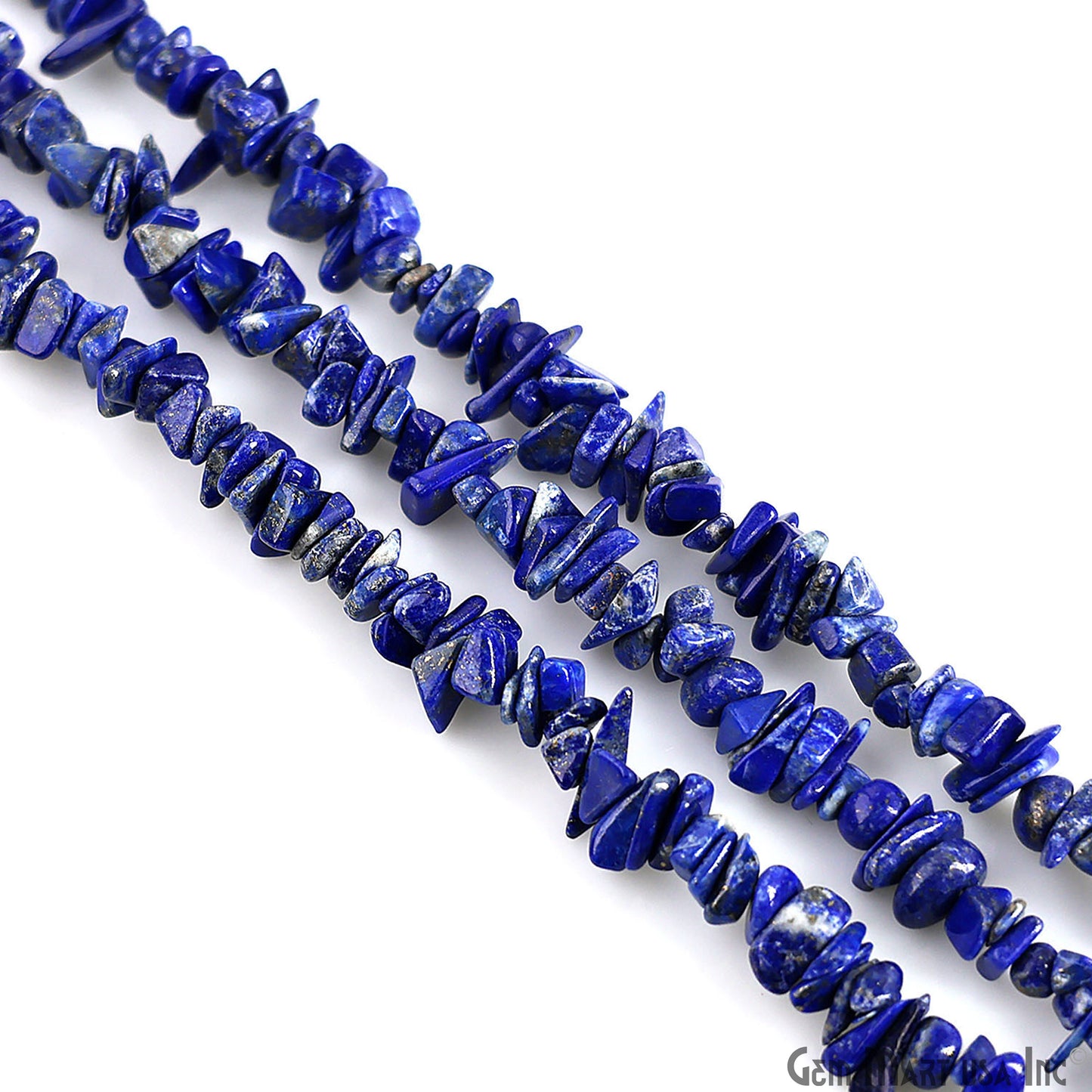 Lapis Chip Beads, 34 Inch, Natural Chip Strands, Drilled Strung Nugget Beads, 3-7mm, Polished, GemMartUSA (CHLP-70001)