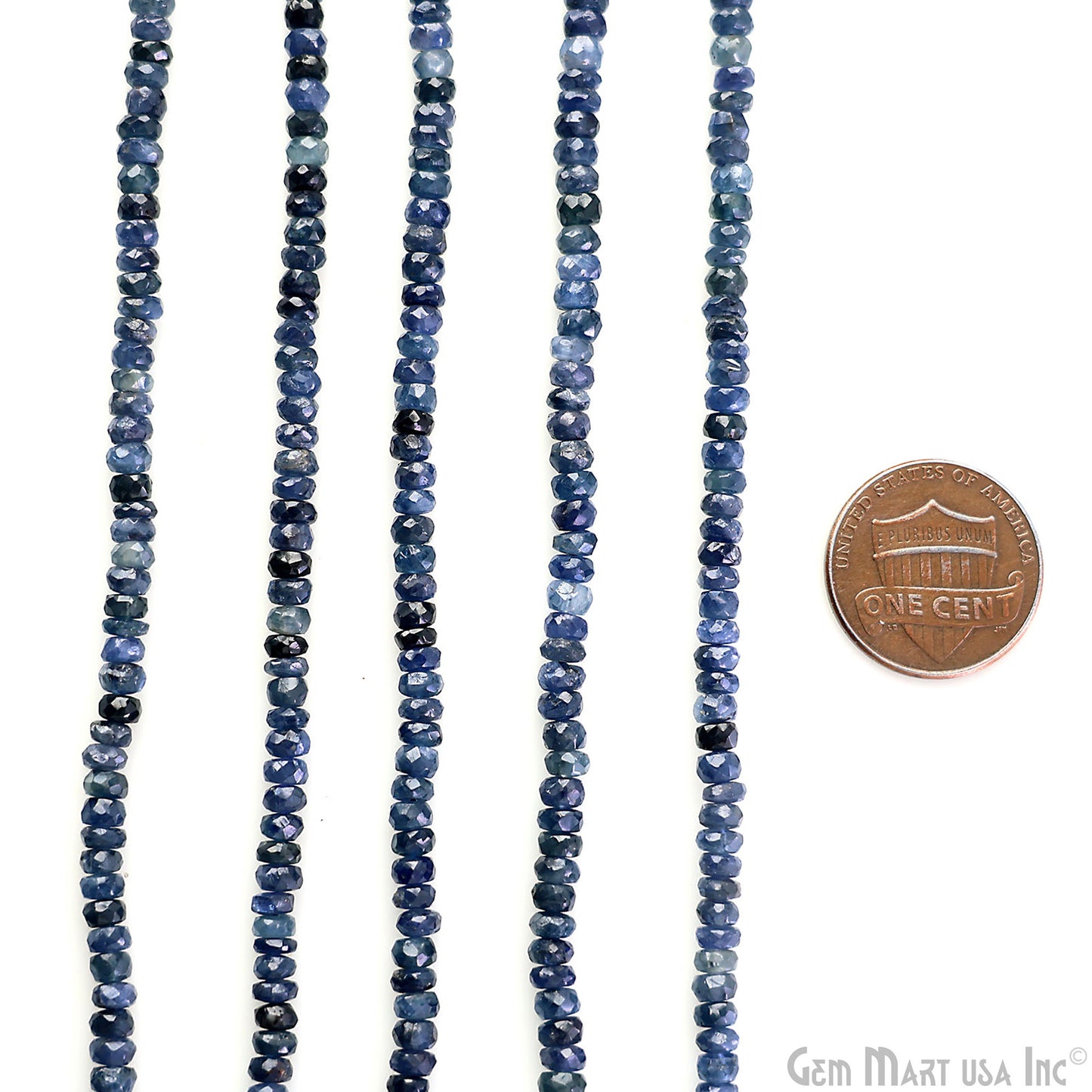 Iolite Rondelle Beads, 12.5 Inch Gemstone Strands, Drilled Strung Nugget Beads, Faceted Round, 3-4mm