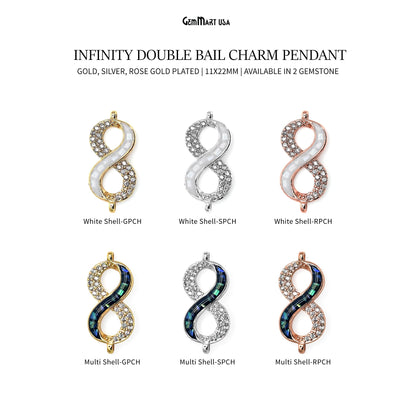 Infinity Charm Pendant 11x22mm Double Bail Bracelet Charm Jewelry GemMartUSA
