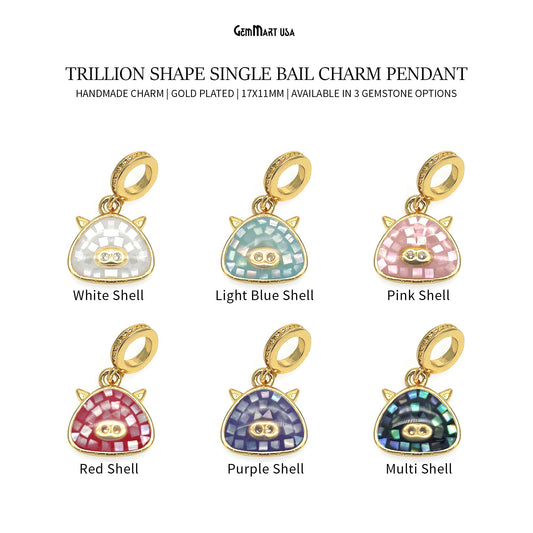 Trillion CZ Zircon 17x11mm Gold Plated Charm Pendant Jewelry GemMartUSA