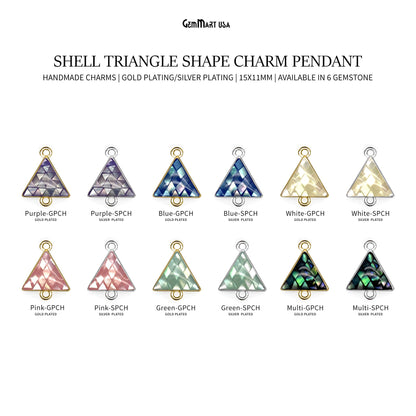 Shell Triangle Shape 15x11mm Double Bail Connector Charm Jewelry GemMartUSA