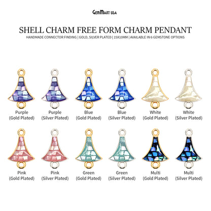 Shell Charm Free Form 15x10mm Double Bail Bracelet Charm Pendant Jewelry GemMartUSA