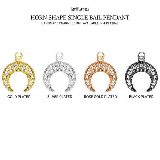 DIY Horn Shape 13mm Cubic Zircon Single Bail Necklace Pendant Jewelry GemMartUSA