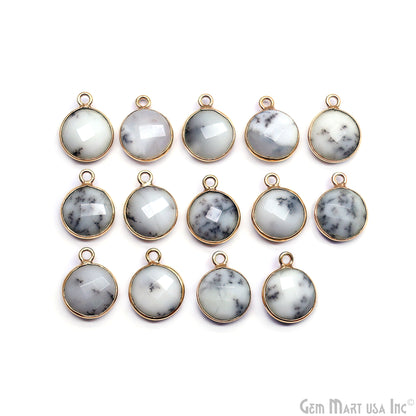 Round 10mm Single Bail Gold Plated Gemstone Bezel Connector