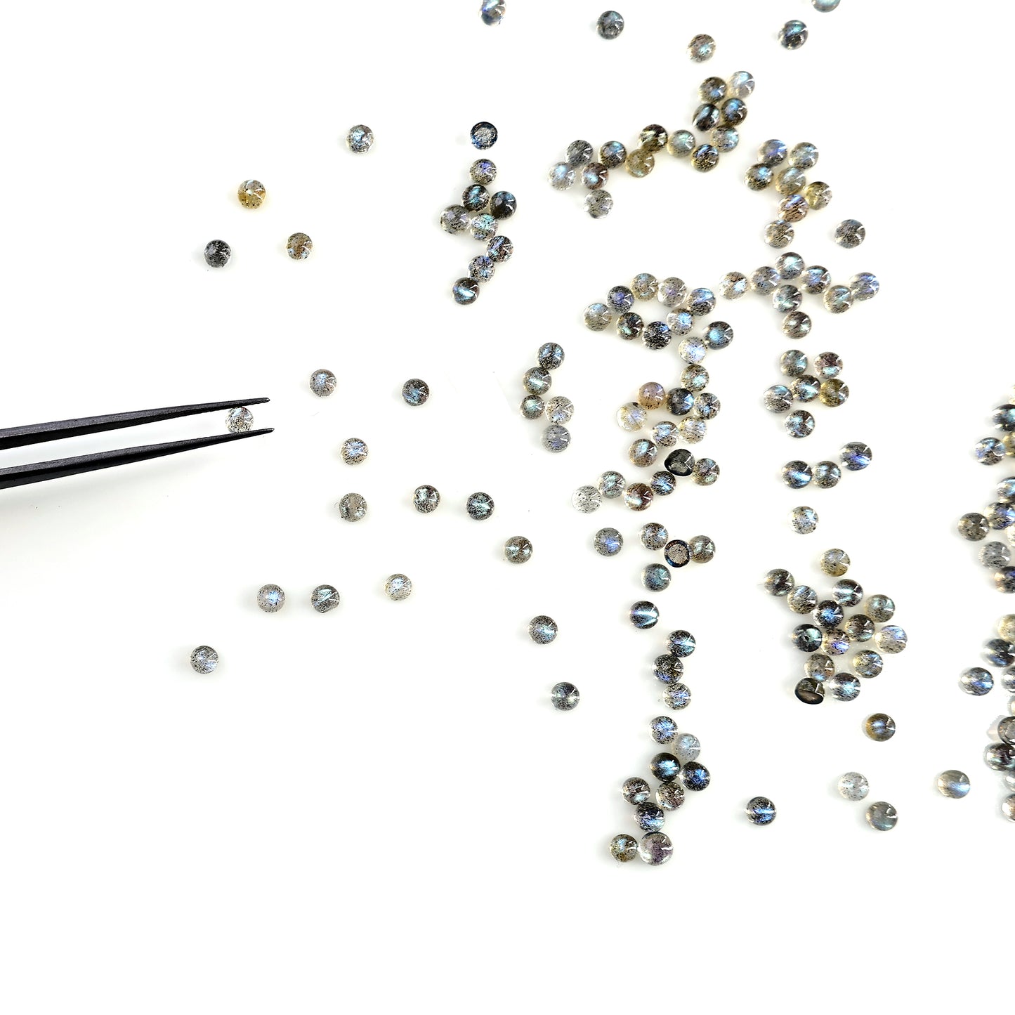 Labradorite Wholesale Gemstones, 100% Natural Semi-Precious Gems, Grey Cabochons Loose Gems, 4mm, Round, 5 Carats