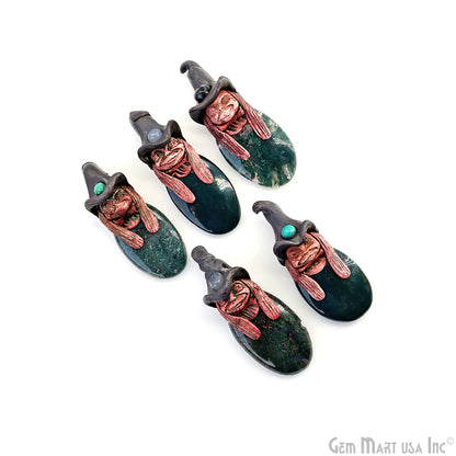 Pixie Aventurine Crystal Clay Pendant, Elfin Clay Pendant Necklace, Master Merlin Healing Pendant