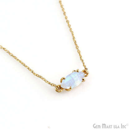 Flashy Moonstone 5x10mm Cabochon Marquise Prong Gold Setting Double Bail Gemstone Connector