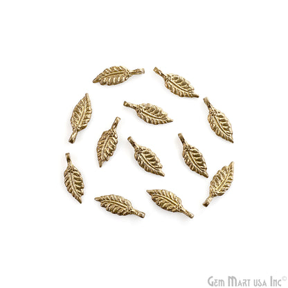 Brass Leaf Shaped Antique Pendant Charms, Gold Plated Fern Charm for Jewelry Making Supply, Tribal Boho Charms, gift for mom & her