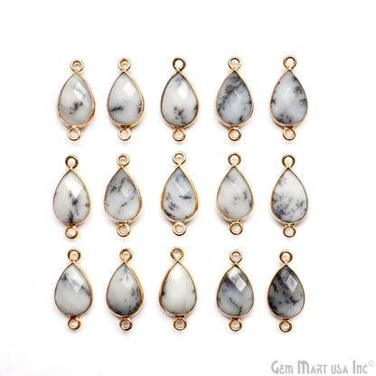 Pear Double Bail Gold Bezel 8x12mm Gemstone Connector