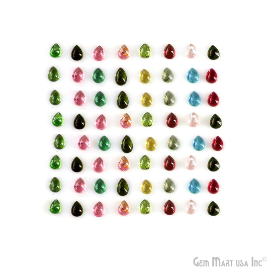 Multi Tourmaline Wholesale Gemstones, 100% Natural Semi-Precious Gems, Multi Color Cabochons Loose Gems, 6x4mm, Pear, 5 Carats