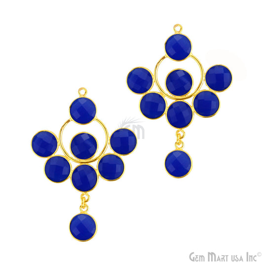 Ink Blue 49x33mm Gold Plated Gemstone Bezel Component