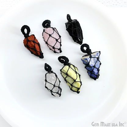 DIY Macrame Cage Crystal Holder Necklace Stone Holder Macrame Pendant