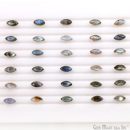 Labradorite Wholesale Gemstones, 100% Natural Semi-Precious Gems, Blue Flash Cabochon Loose Gems, 5x10mm, Marquise, 5PC Lot