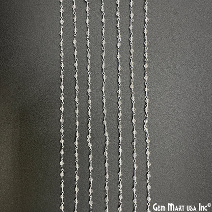 Crystal 2-2.5mm Tiny Beads Silver Wire Wrapped Rosary Chain