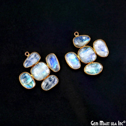 Rainbow Moonstone Gold Plated 34x32mm Dangle Finding Component Earring Enhancer