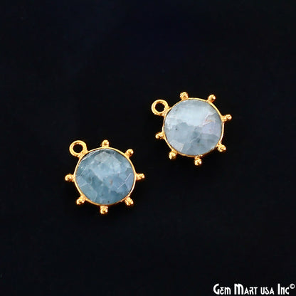 Round 15x13mm Design Bezel Gold Plated Single Bail Gemstone Connector